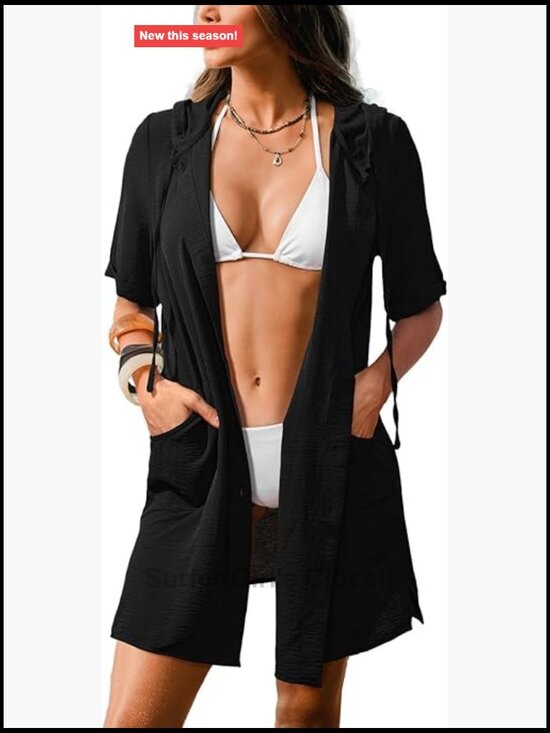 Other - Button Down Shirt Style Swim Coverup Short Sleeve Beach Dress Lightweight